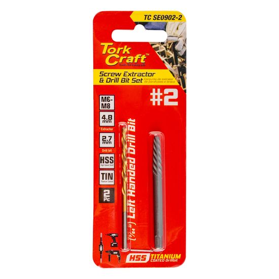 Screw Extractor Set 2pc No.2 With Left Hand Drill Bit